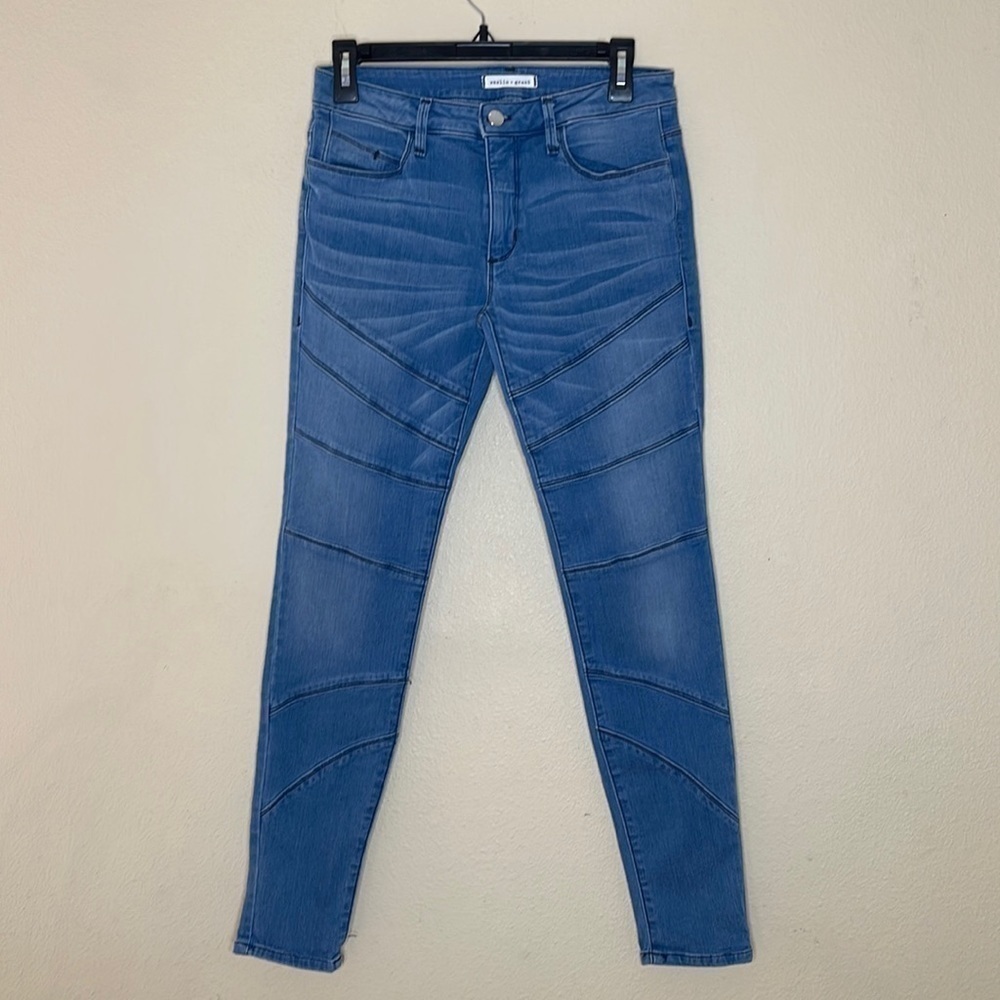 Weslin + Grant Revolve Blue Stretch Ankle Skinny Mid Rise Jeans Size 26